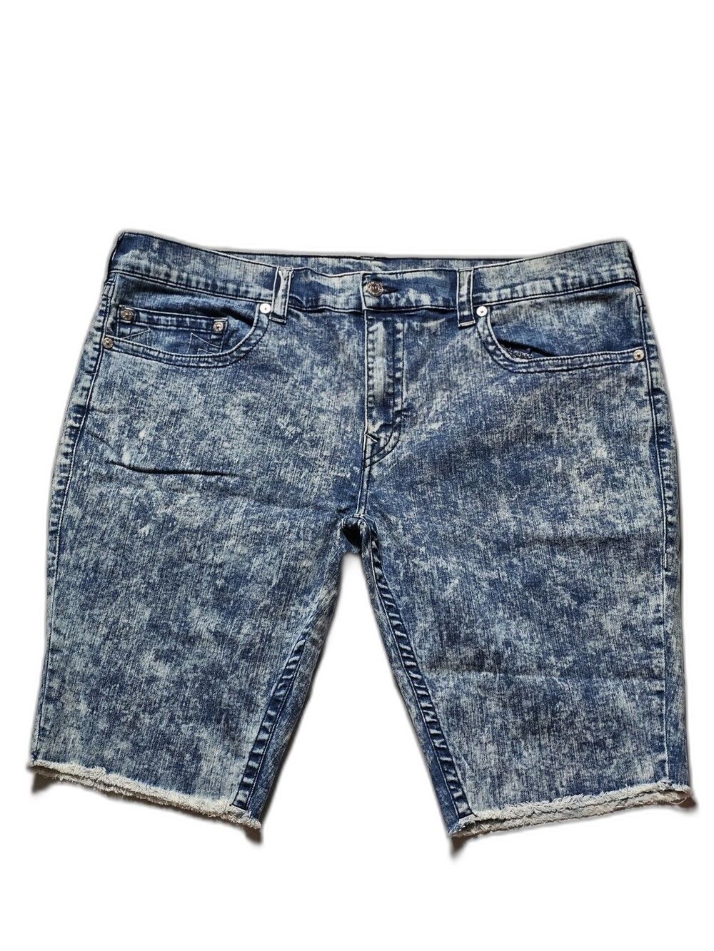 True Religion Ricky Jean Shorts Men’s Size 44 Relaxed Straight Acid Wash Denim